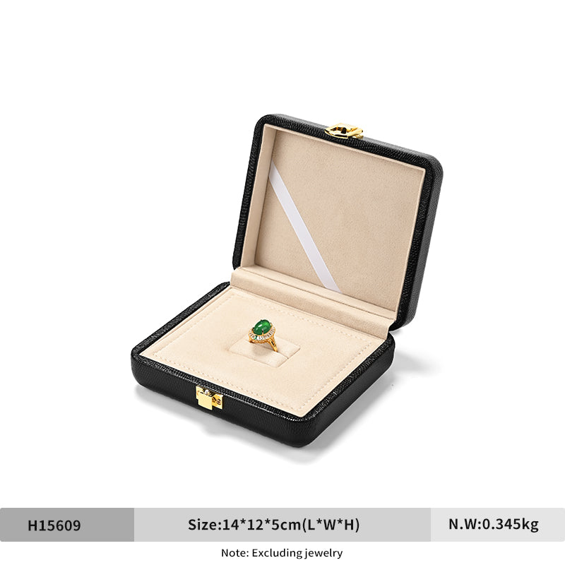 Black PU Leather Microfiber Jewelry Box H156