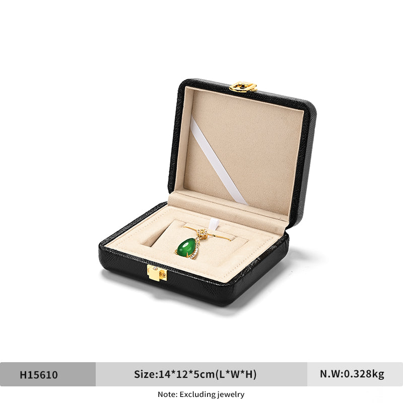 Black PU Leather Microfiber Jewelry Box H156