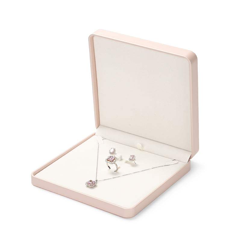 New Pink PU Leather Microfiber Jewelry Box H161
