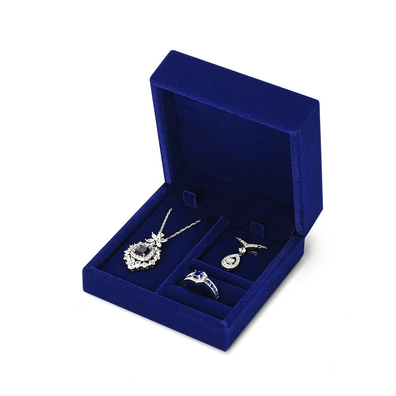 Green Black Blue Beige Gray Velvet Jewelry Multi-function Packaging Box H163