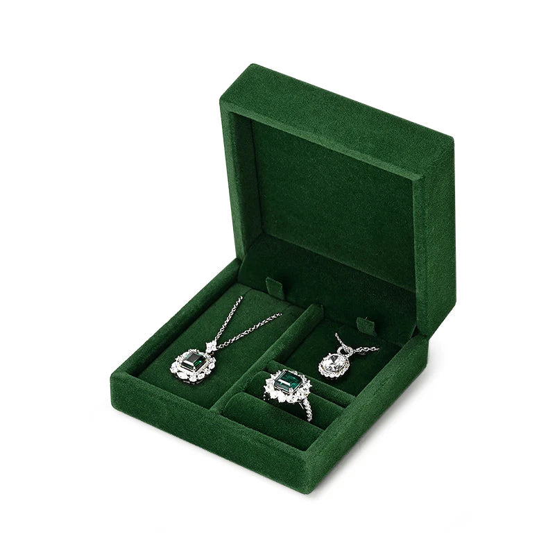 Green Black Blue Beige Gray Velvet Jewelry Multi-function Packaging Box H163