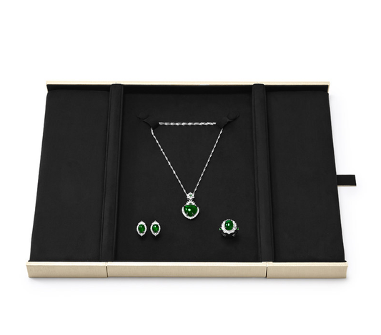 OIRLV Luxury Beige PU Leather Microfiber Jewelry Box : H198
