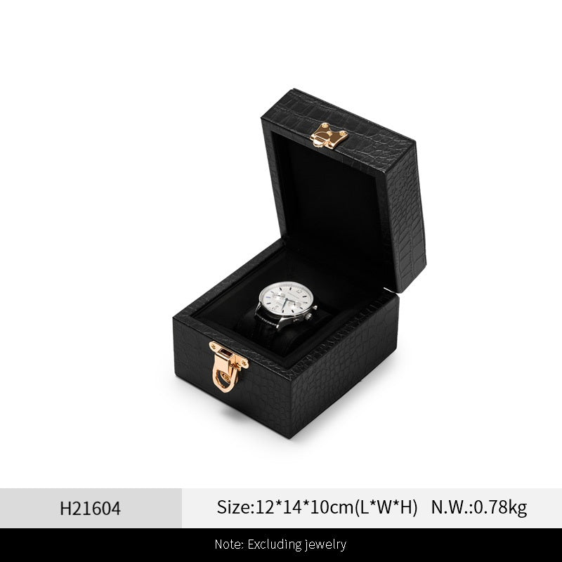 OIRLV Luxury Black Leather Velvet Jewelry Box