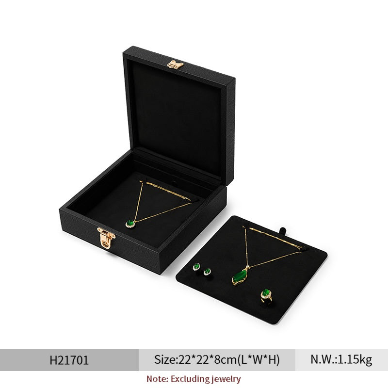 Oirlv Luxury Black Leather Velvet Jewelry Box :  H217