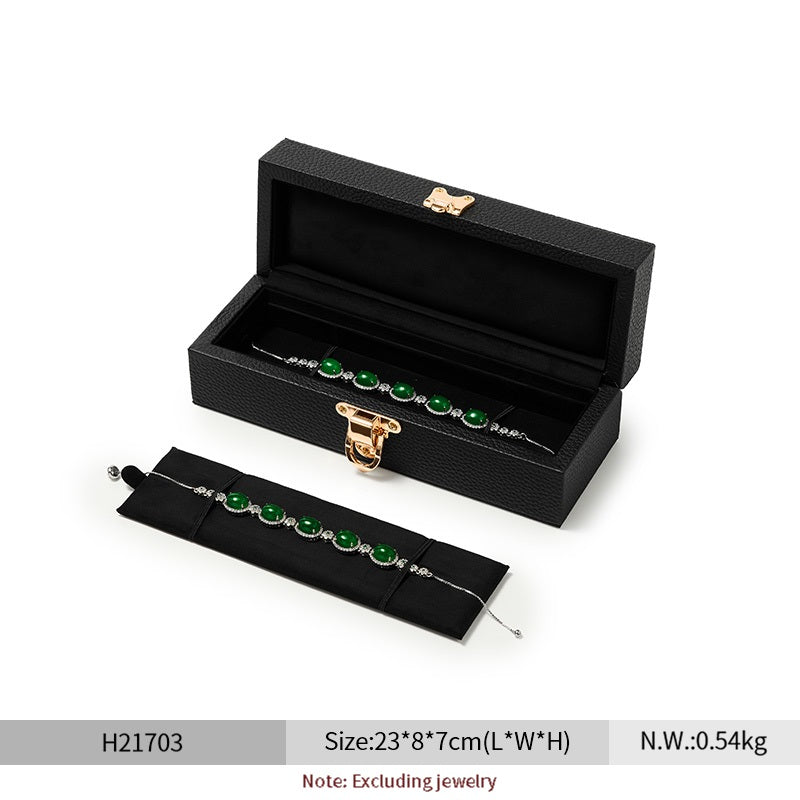 Oirlv Luxury Black Leather Velvet Jewelry Box :  H217