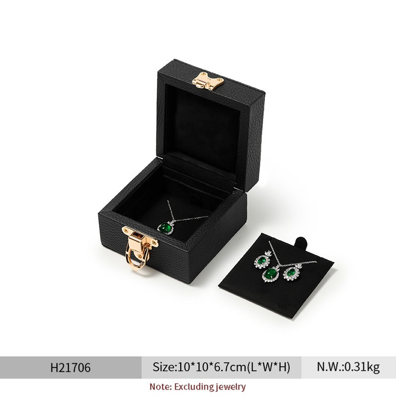 Oirlv Luxury Black Leather Velvet Jewelry Box :  H217