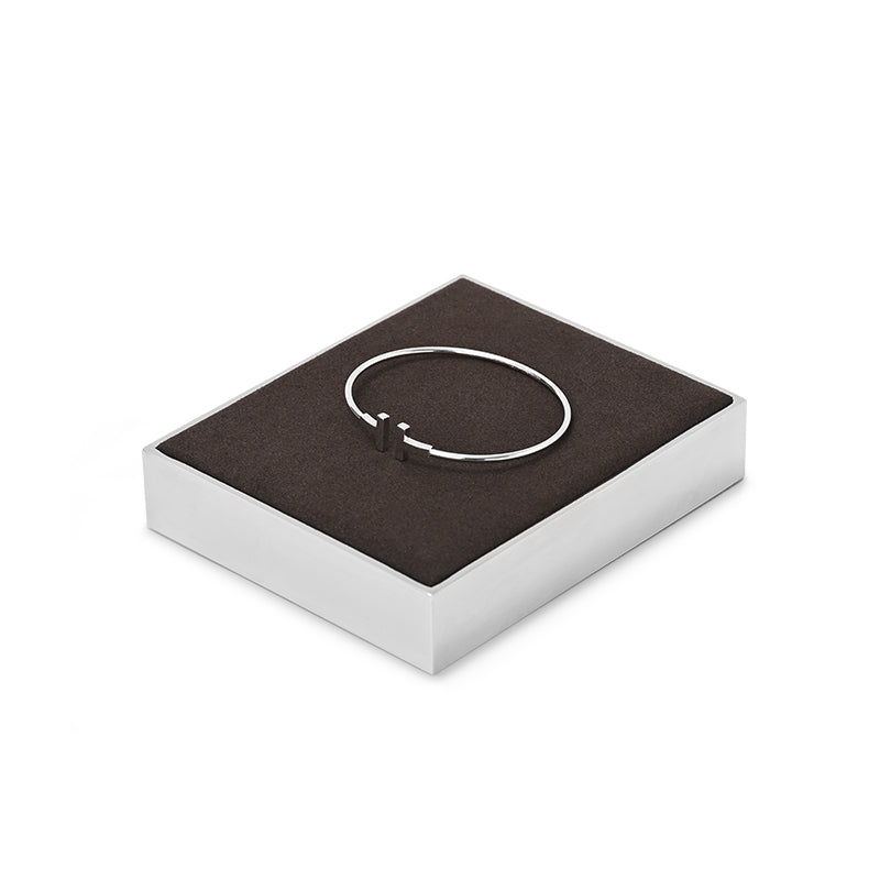 OIRLV wholesale luxurious metal frame jewelry display with brown microfiber:JS096