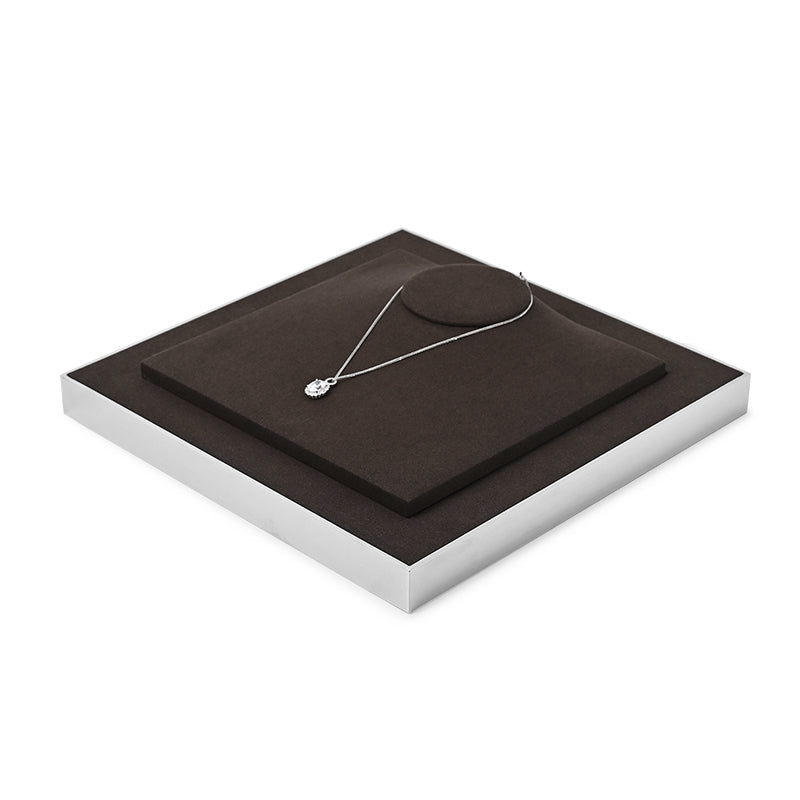 OIRLV wholesale luxurious metal frame jewelry display with brown microfiber:JS096