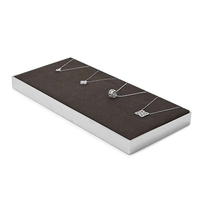OIRLV wholesale luxurious metal frame jewelry display with brown microfiber:JS096