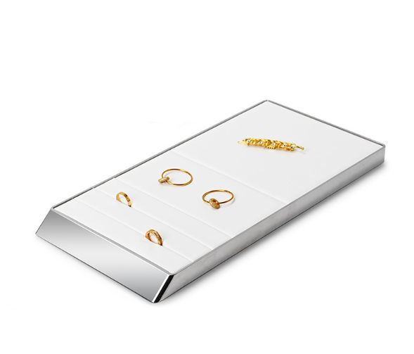 OIRLV hot sale metal frame white leather jewelry display set : JS099
