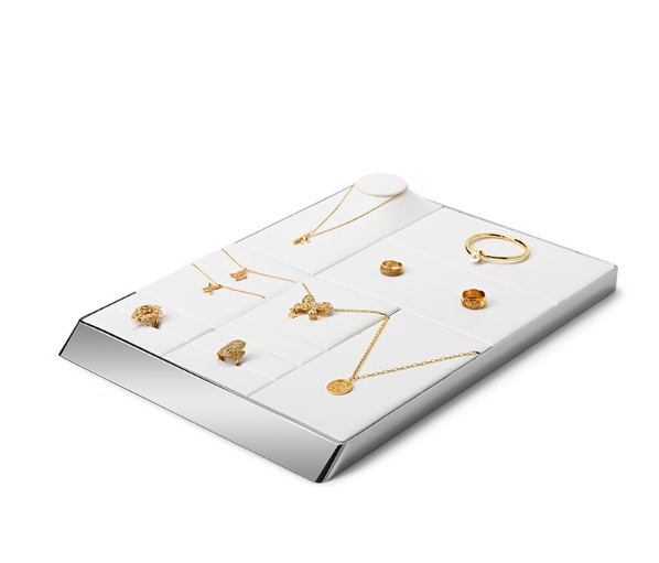 OIRLV hot sale metal frame white leather jewelry display set : JS099