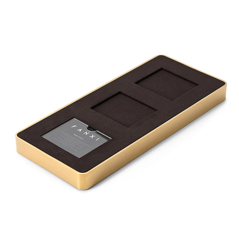 OIRLV wholesale metal watch display tray with black pu leather ：JS104
