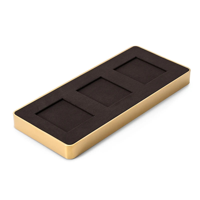 OIRLV wholesale metal watch display tray with black pu leather ：JS104