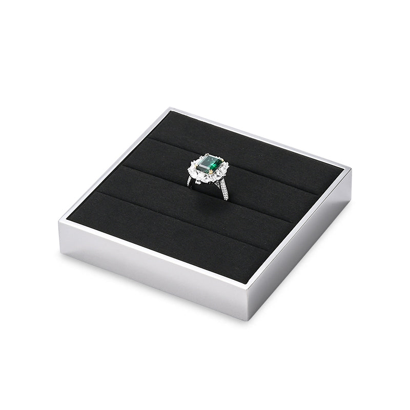 OIRLV luxury black microfiber jewelry display stand with metal frame ：JS110