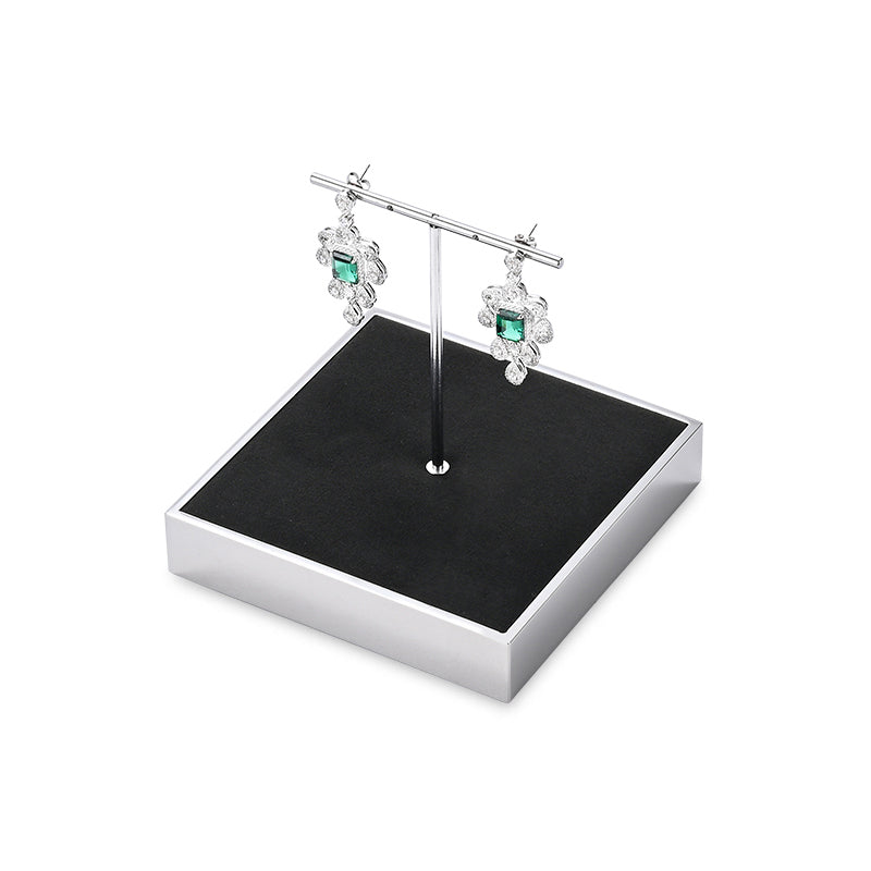 OIRLV luxury black microfiber jewelry display stand with metal frame ：JS110