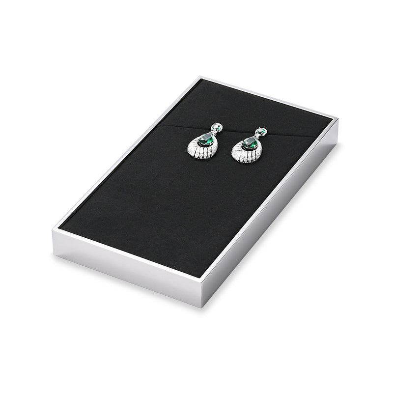 OIRLV luxury black microfiber jewelry display stand with metal frame ：JS110