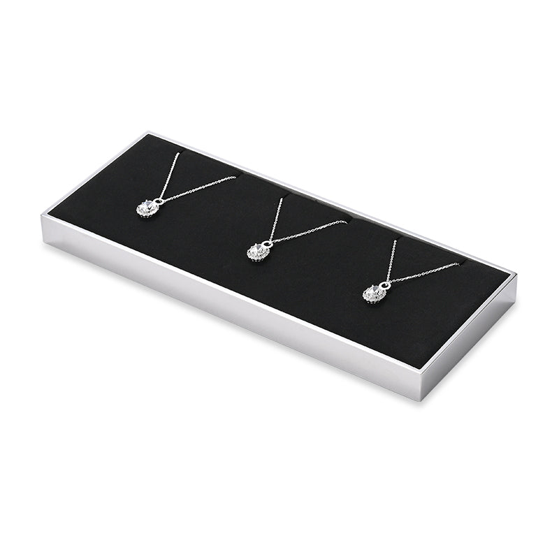 OIRLV luxury black microfiber jewelry display stand with metal frame ：JS110