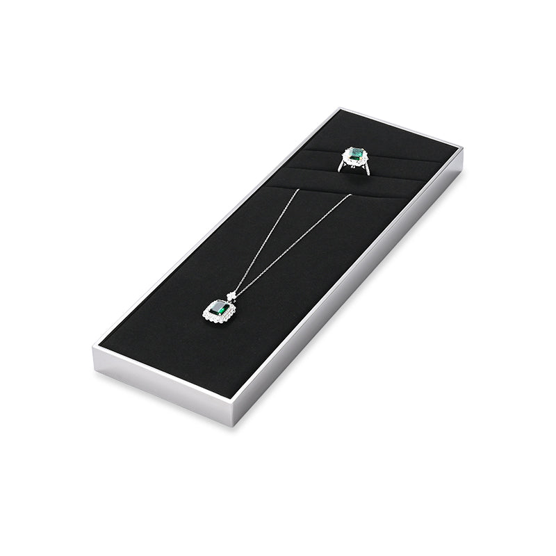 OIRLV luxury black microfiber jewelry display stand with metal frame ：JS110