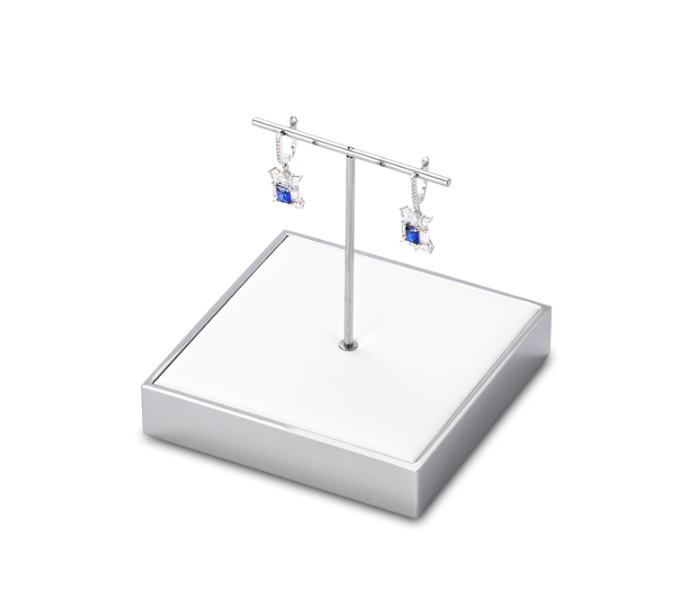 OIRLV luxury white microfiber jewelry display stand with smooth metal ：JS111