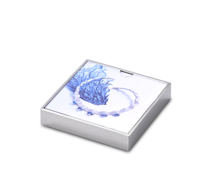 OIRLV luxury white microfiber jewelry display stand with smooth metal ：JS111