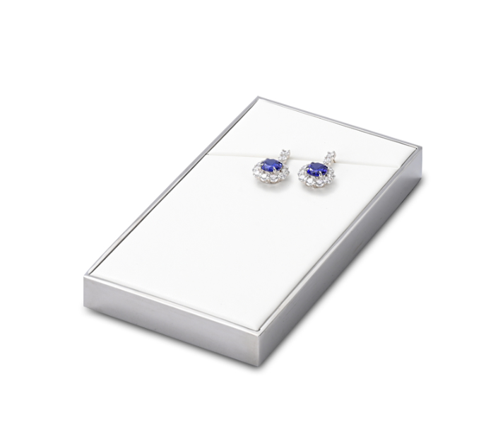 OIRLV luxury white microfiber jewelry display stand with smooth metal ：JS111