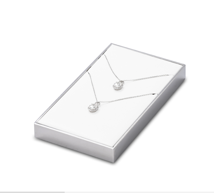 OIRLV luxury white microfiber jewelry display stand with smooth metal ：JS111