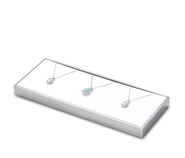 OIRLV luxury white microfiber jewelry display stand with smooth metal ：JS111