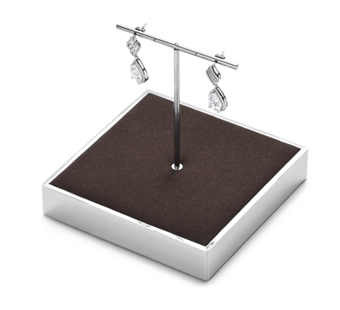 OIRLV luxury brown colour microfiber jewelry exhibitors with glossy metal ：JS112