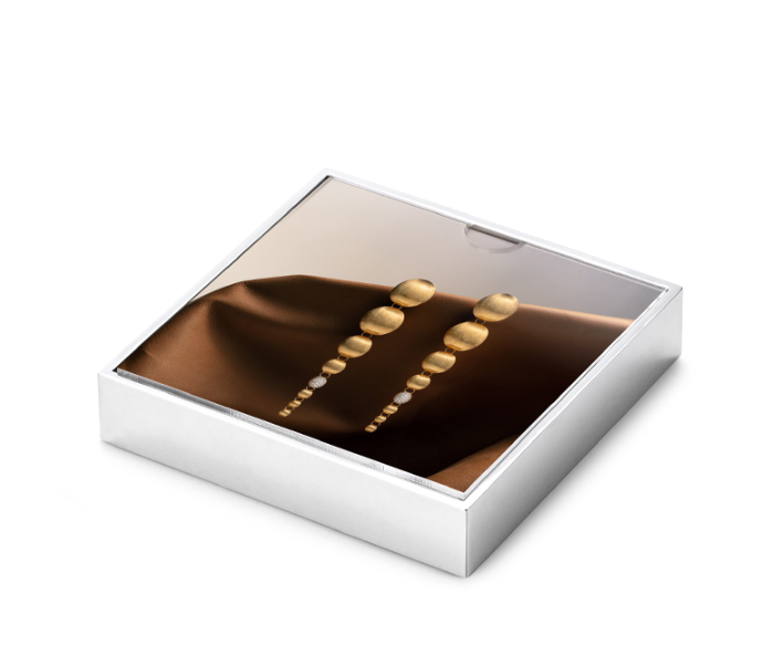 OIRLV luxury brown colour microfiber jewelry exhibitors with glossy metal ：JS112