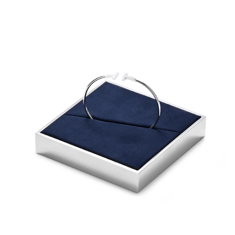 OIRLV new arrival blue microfiber jewelry exhibitor with smoonth matel ：JS113