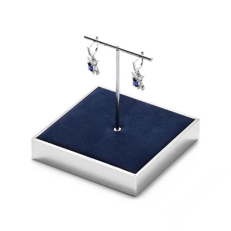 OIRLV new arrival blue microfiber jewelry exhibitor with smoonth matel ：JS113