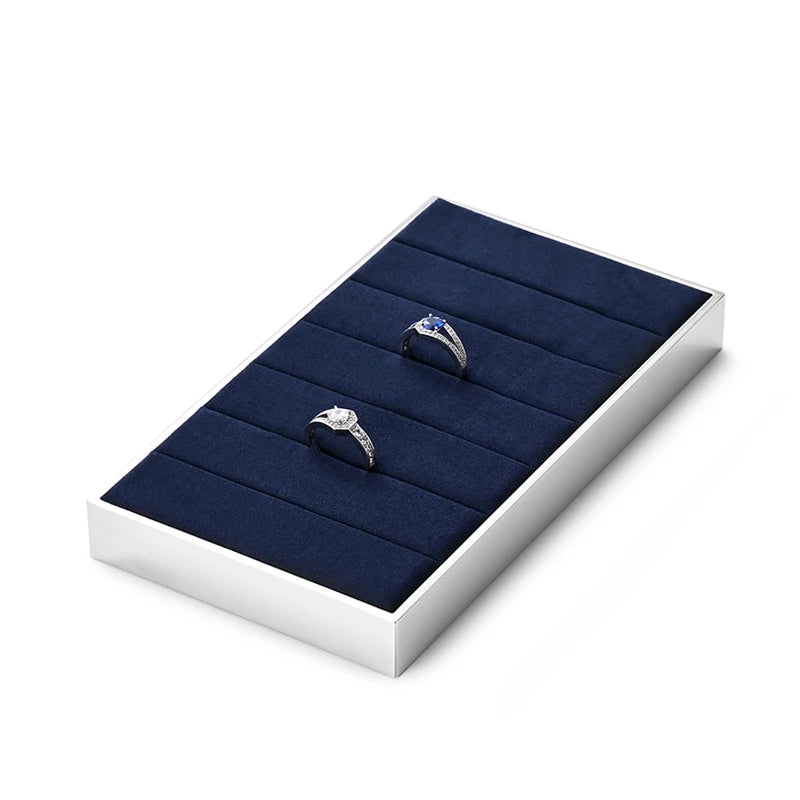 OIRLV new arrival blue microfiber jewelry exhibitor with smoonth matel ：JS113