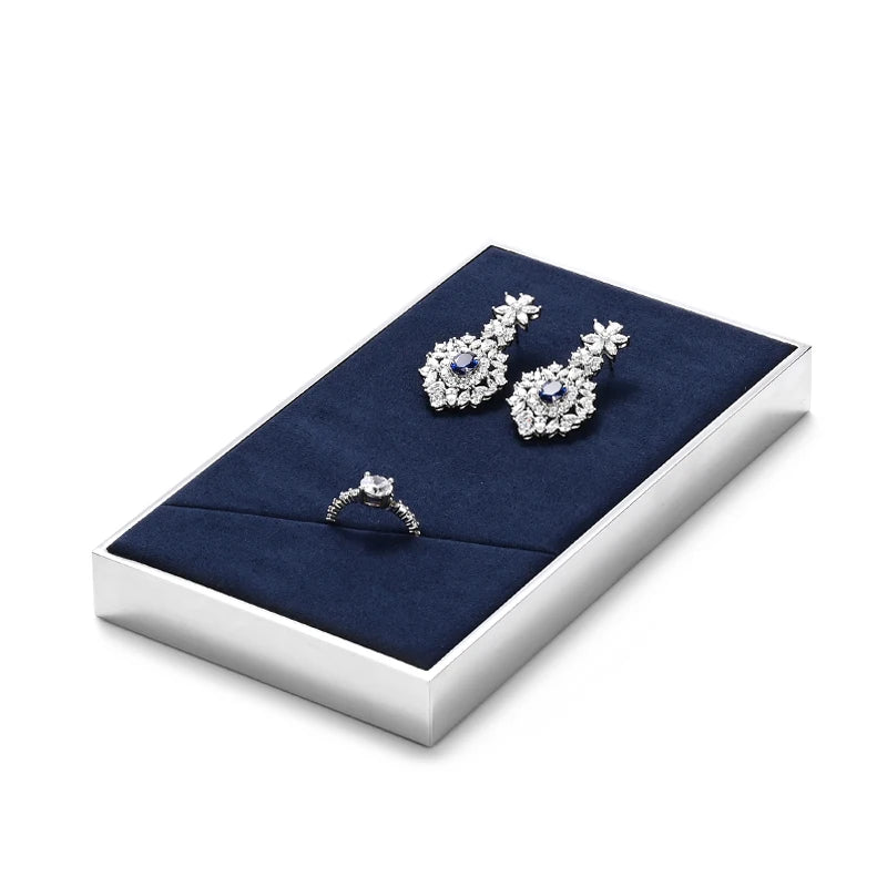 OIRLV new arrival blue microfiber jewelry exhibitor with smoonth matel ：JS113