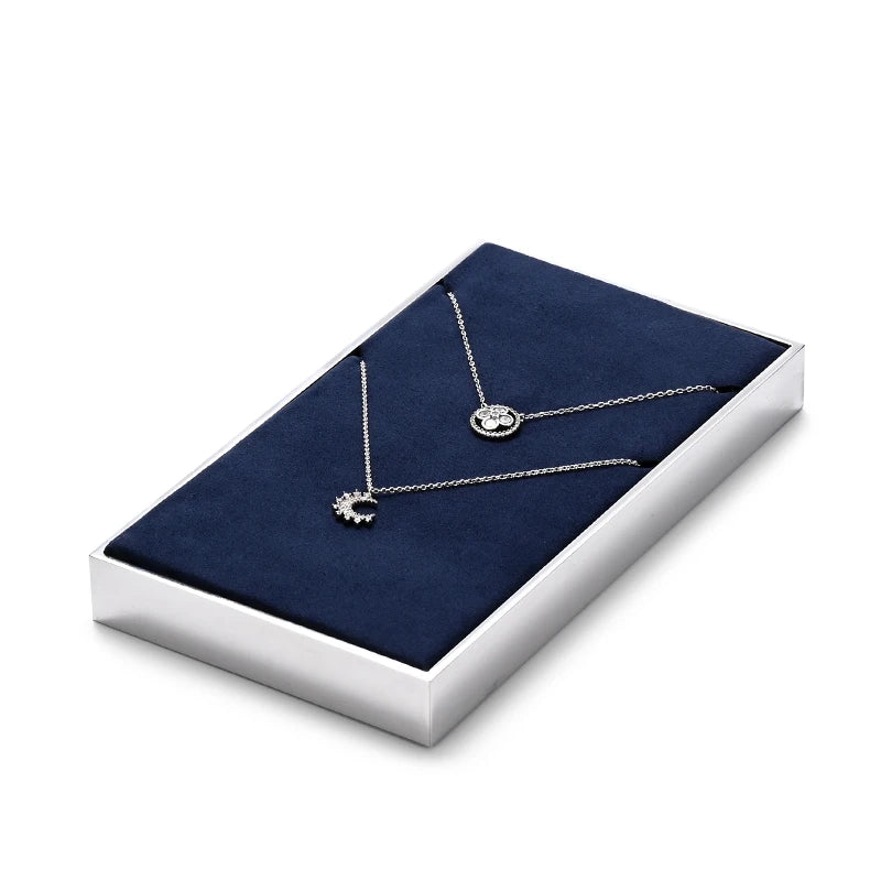 OIRLV new arrival blue microfiber jewelry exhibitor with smoonth matel ：JS113
