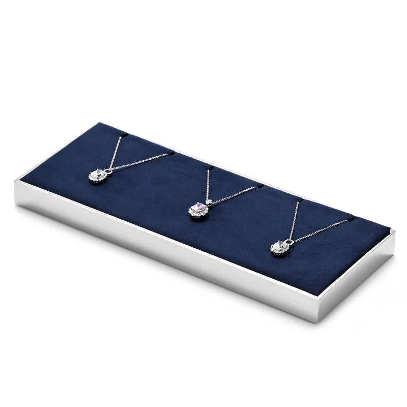 OIRLV new arrival blue microfiber jewelry exhibitor with smoonth matel ：JS113