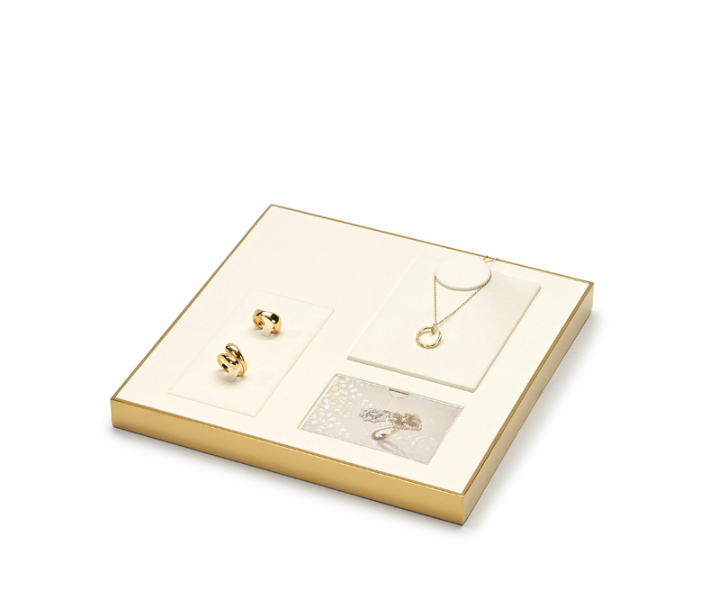 OIRLV fashion Beige Metal and Microfiber jewelry display stand necklace :JS117