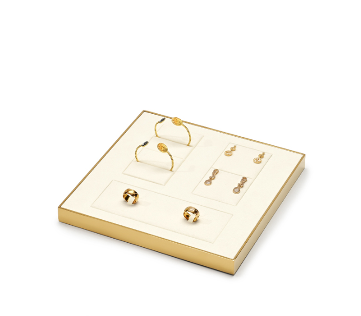 OIRLV fashion Beige Metal and Microfiber jewelry display stand necklace :JS117