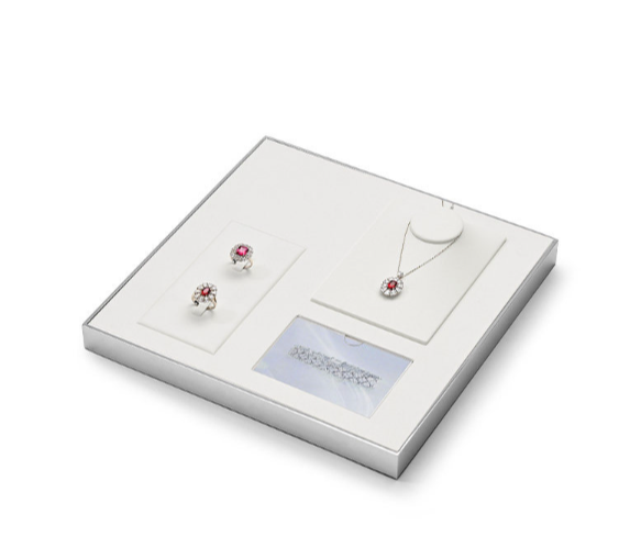 OIRLV high quality White Metal Microfiber Paint jewelry display :JS120