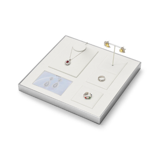 OIRLV high quality White Metal Microfiber Paint jewelry display :JS120