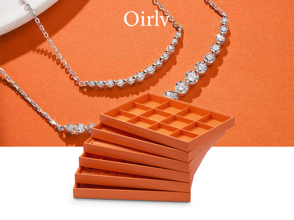 New Orange Stackable PU Leather Jewelry Display Tray P129
