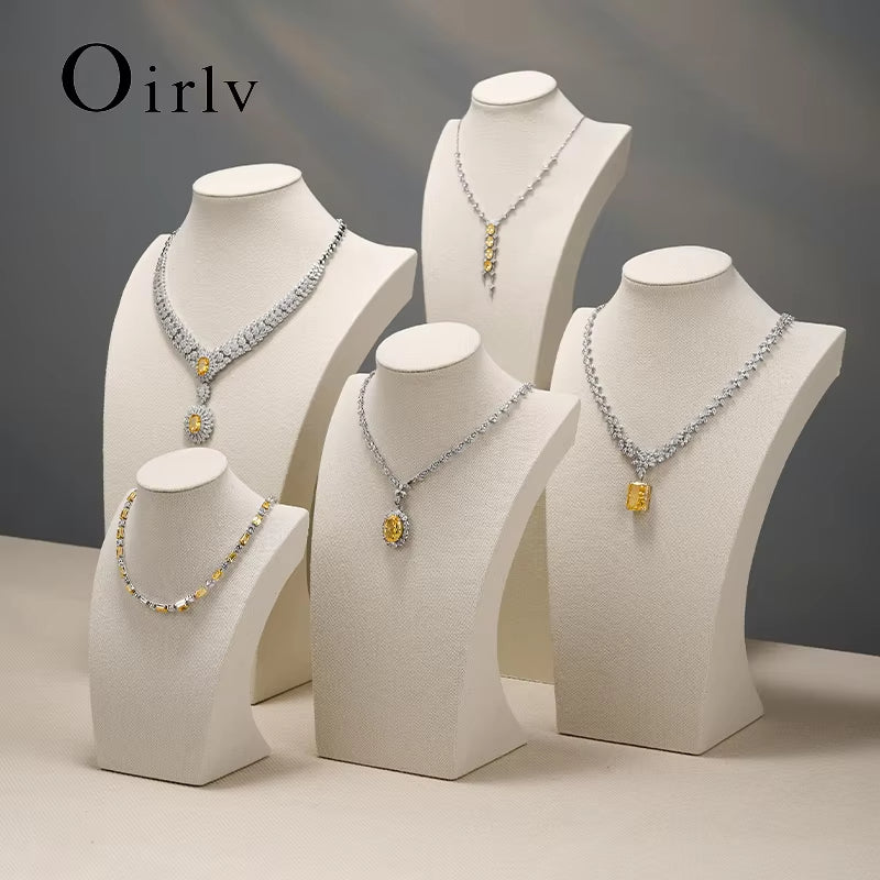 Oirlv Mannequin Linen Necklace Pendant Chain Jewelry Bust Neck Display Stand:RX001