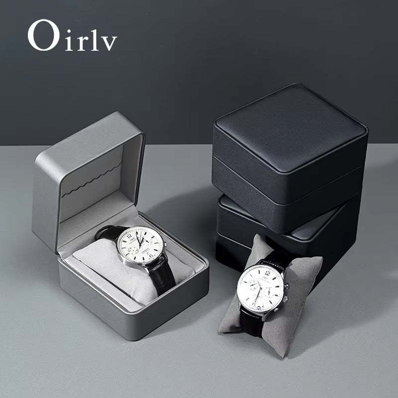 Oirlv Single Watch Gift Box with Pillow PU Leather Wristwatch Display Case:H191