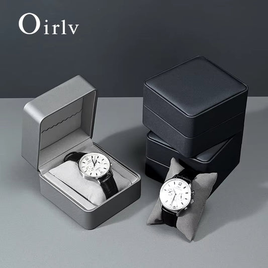 Oirlv Single Watch Gift Box with Pillow PU Leather Wristwatch Display Case:H191