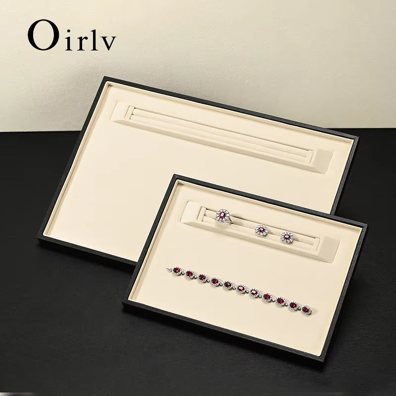 Oirlv Leather Jewelry Tray Rings Necklaces Jewelry Viewing Display Tray