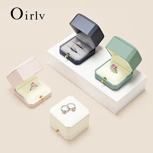 Oirlv Jewelry Ring Box Single/Double Ring Jewelry Organizer Ring Packaging Box：H175
