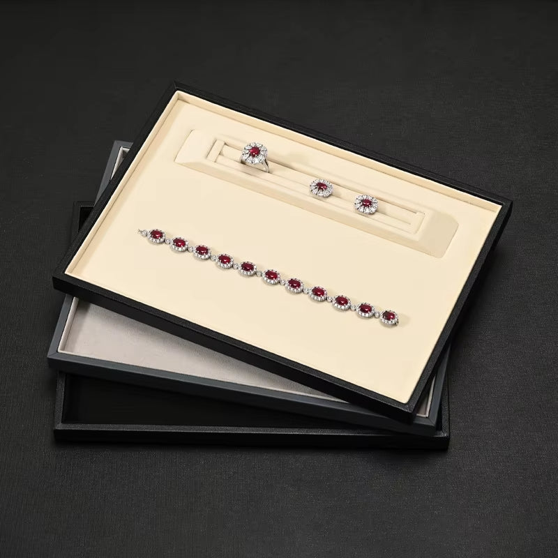 Oirlv Leather Jewelry Tray Rings Necklaces Jewelry Viewing Display Tray