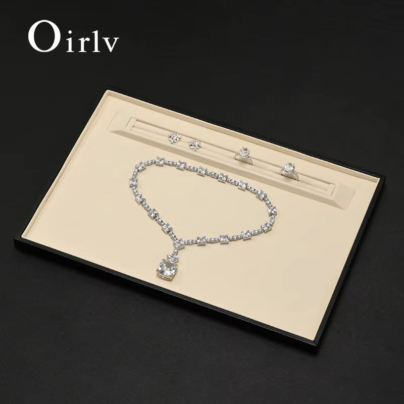 Oirlv Leather Jewelry Tray Rings Necklaces Jewelry Viewing Display Tray