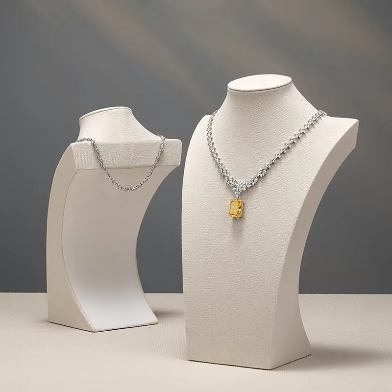 Oirlv Mannequin Linen Necklace Pendant Chain Jewelry Bust Neck Display Stand:RX001