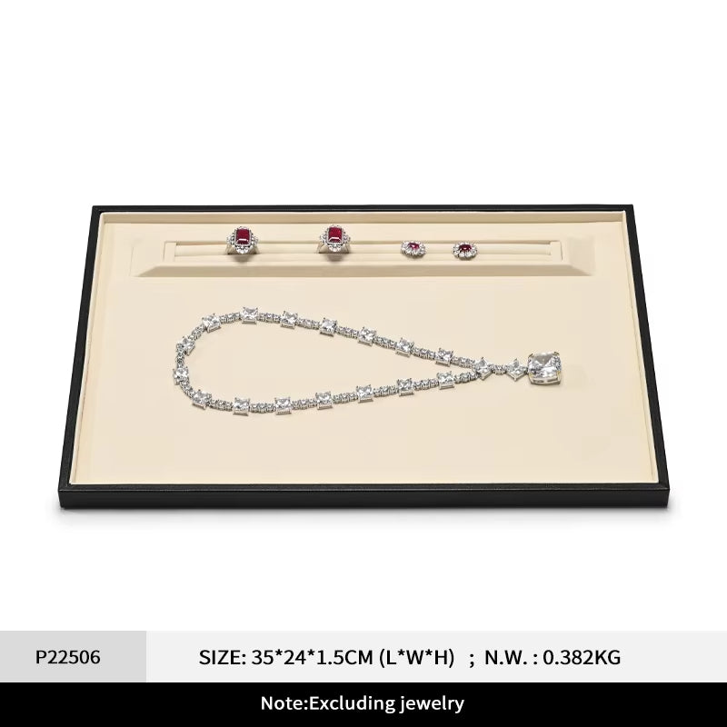 Oirlv Leather Jewelry Tray Rings Necklaces Jewelry Viewing Display Tray