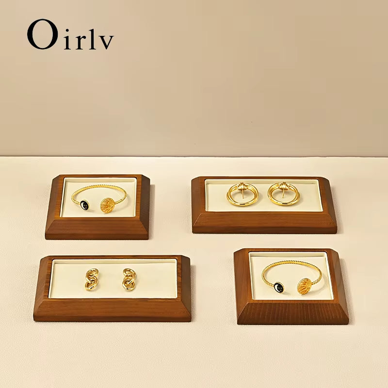 Cream White Rectangle Wood Jewelry Tray for Showcase Display SM090